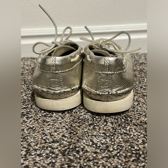 Sperry Top Sider Metallic Gold Leather Slip On Boat Shoes Womens Size 9 - Picture 4 of 9